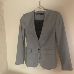 Zara Slim Cropped Houndstooth Blazer Size 34